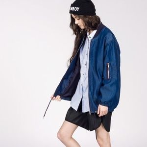 CHEAP MONDAY | Crash Denim Bomber Jacket